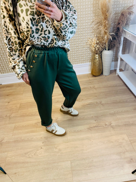 Gold Button Trim Jogger