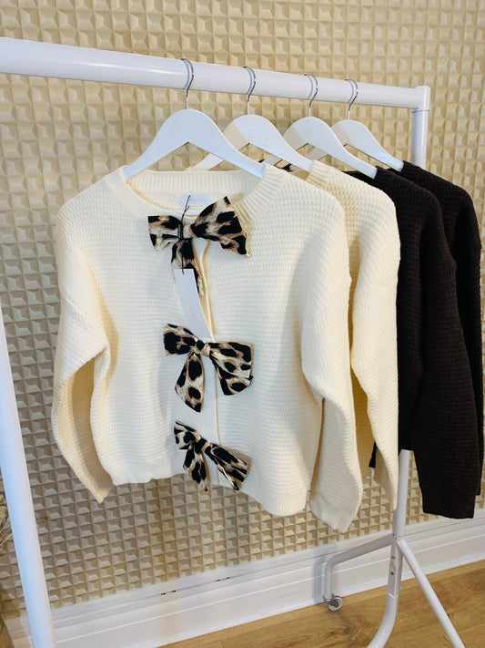 Leopard Bow Cardi