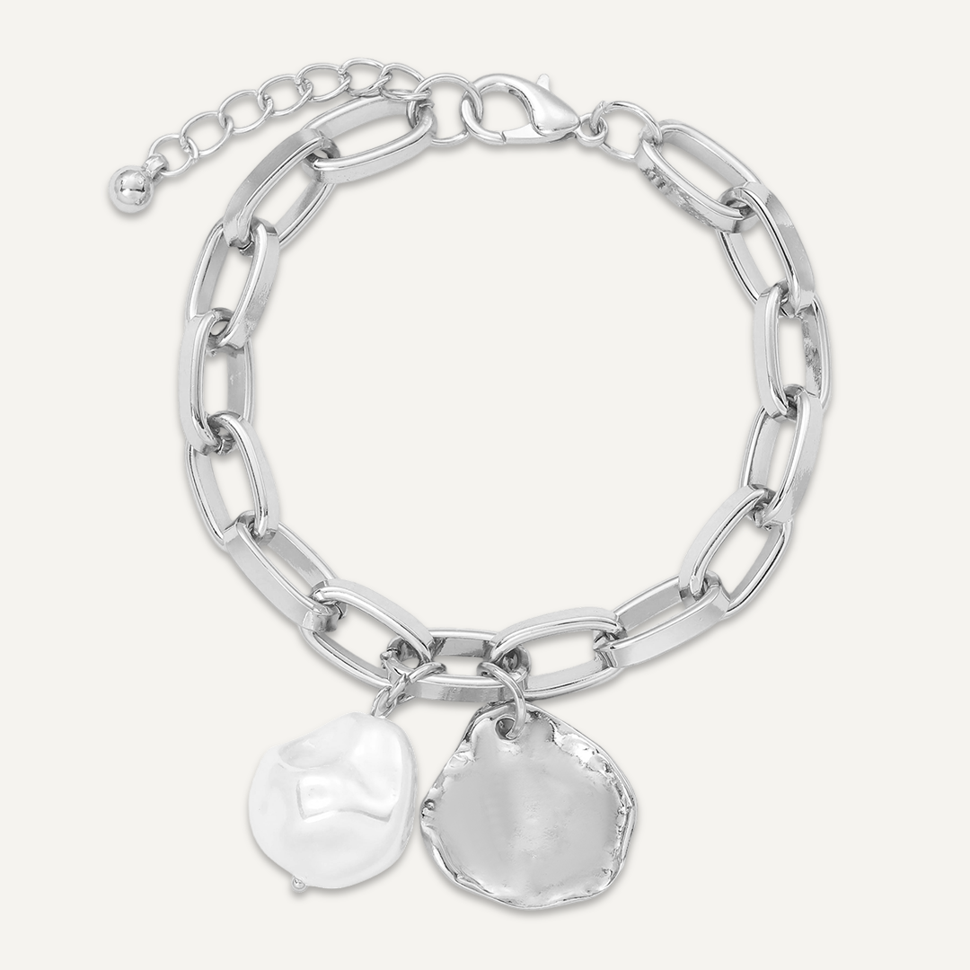 Pearl & Silver Link Bracelet