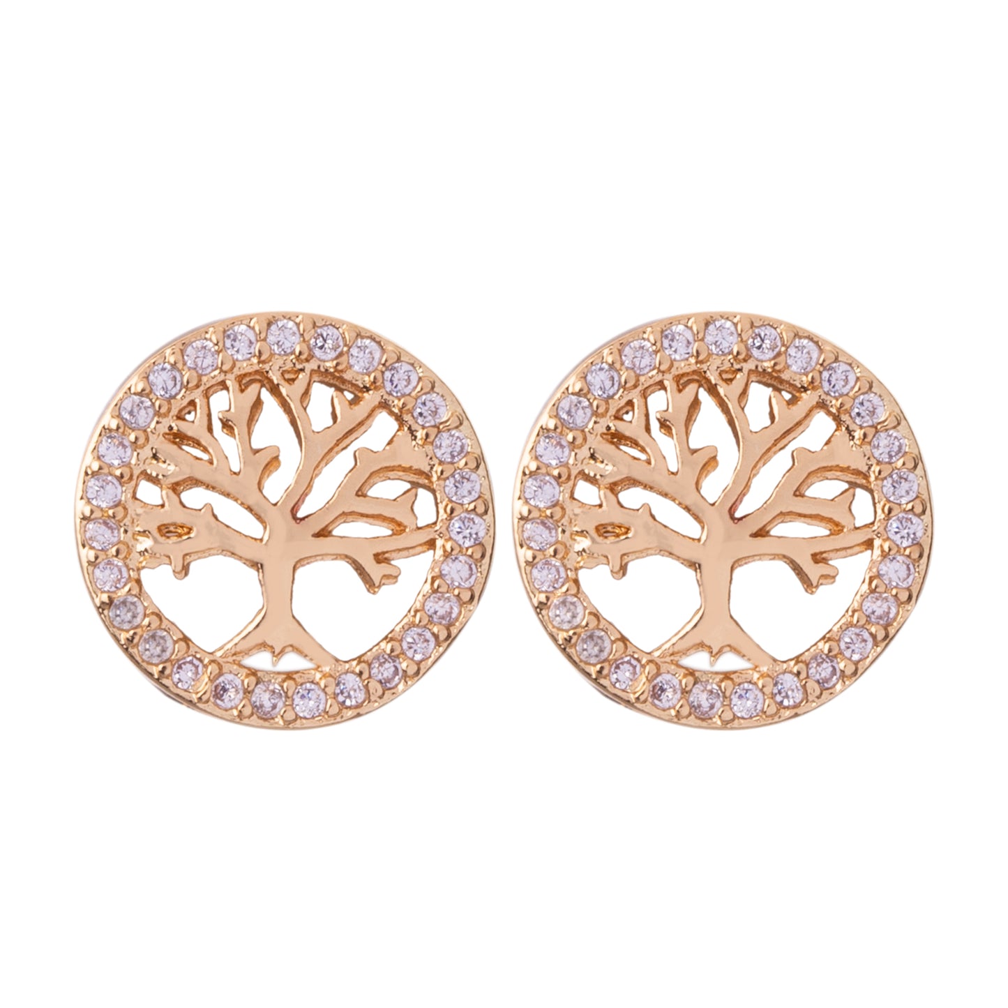 Tree Of Life Gold Stud Earrings