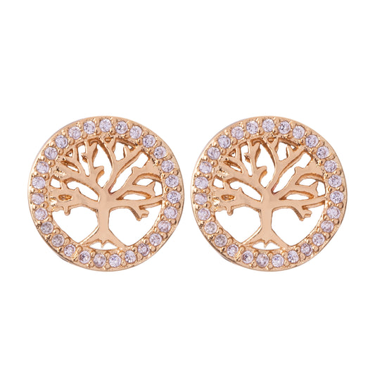 Tree Of Life Gold Stud Earrings
