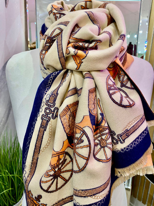 Navy Carriage Scarf