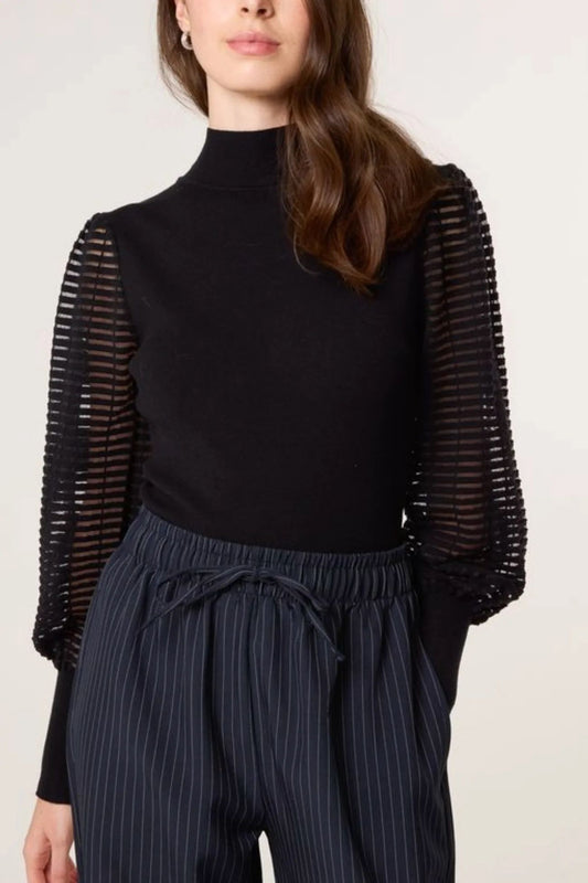 Black Mesh Sleeve Jumper
