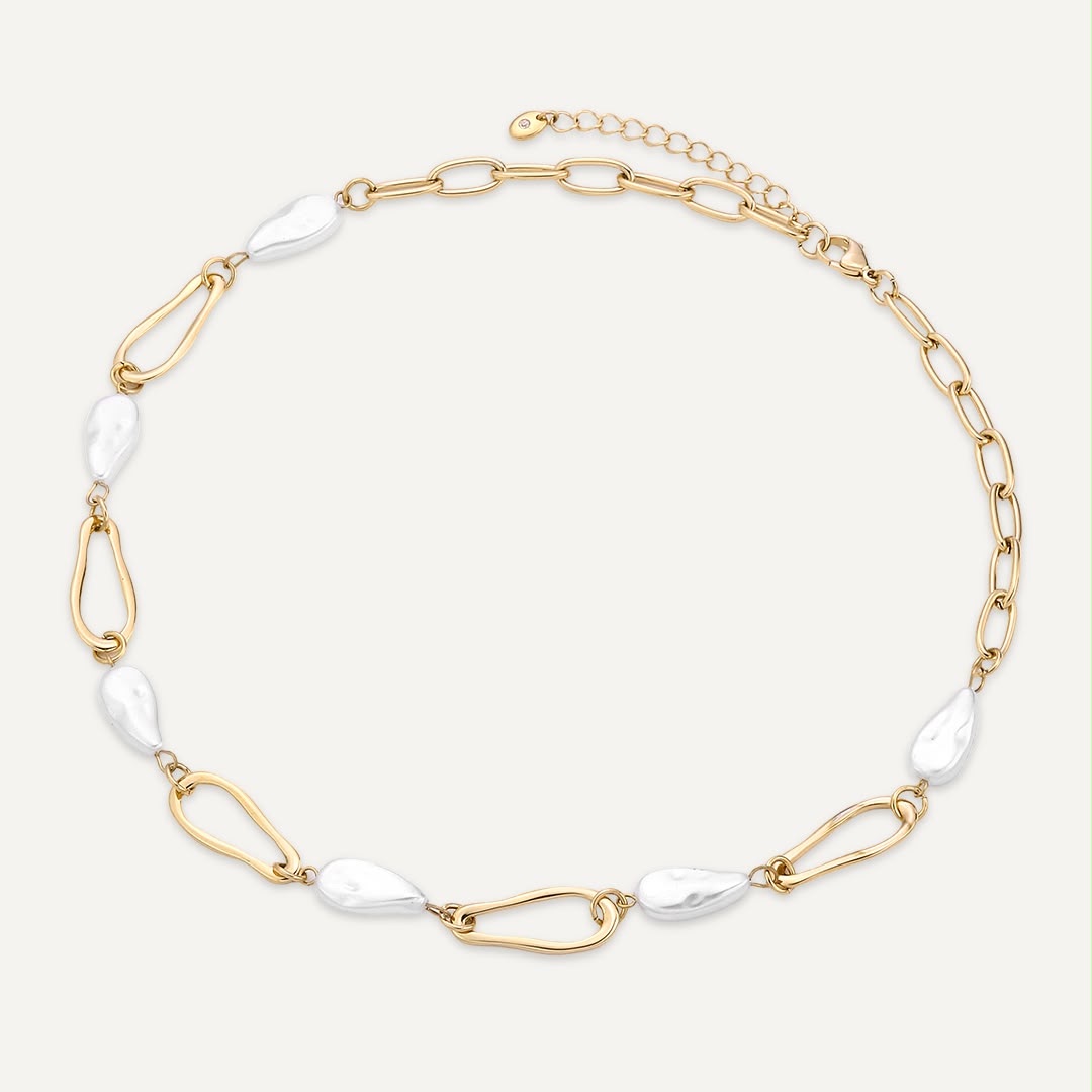 Pearl & Gold Link Necklace