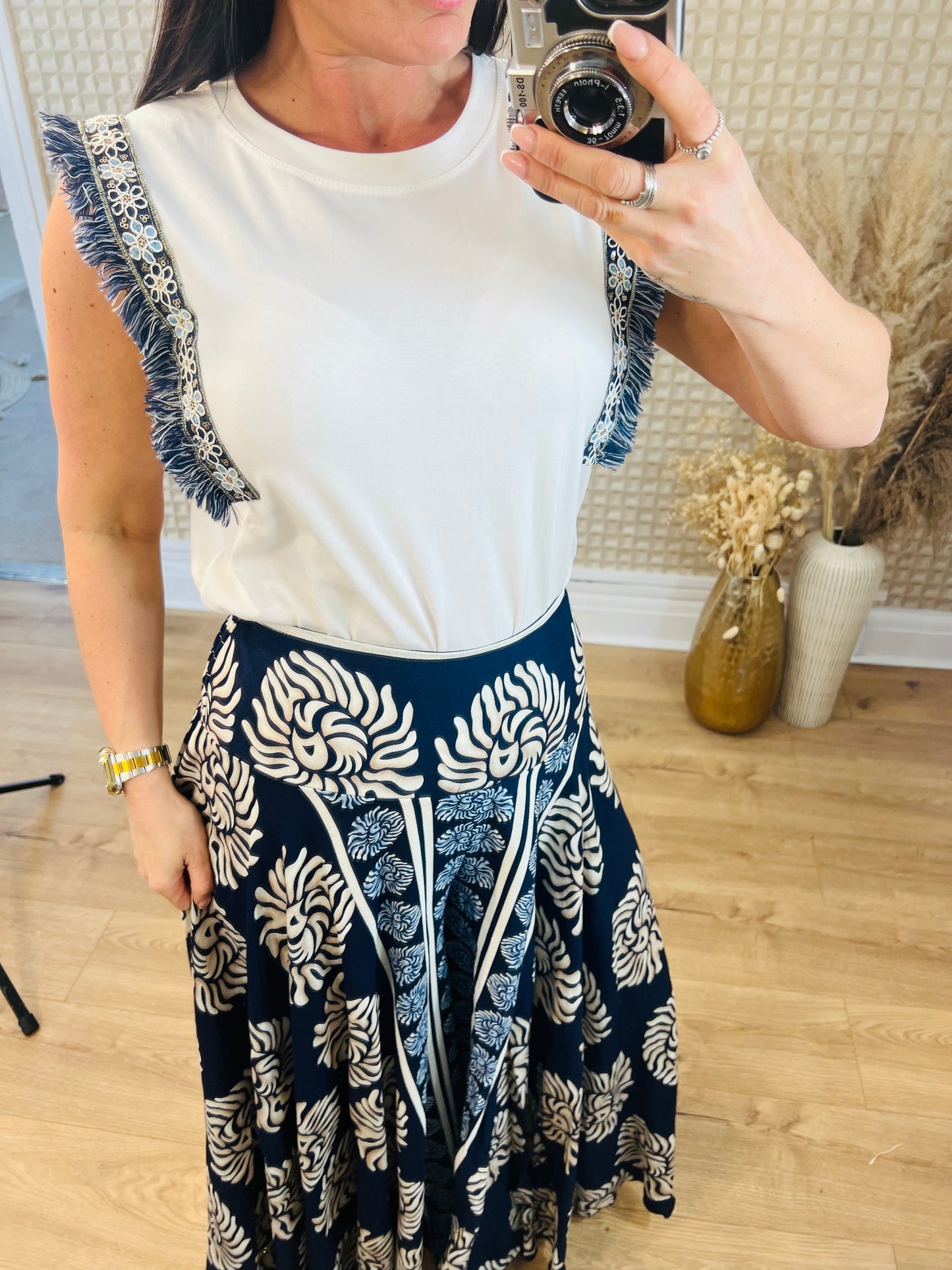 Blue Fringe Tee