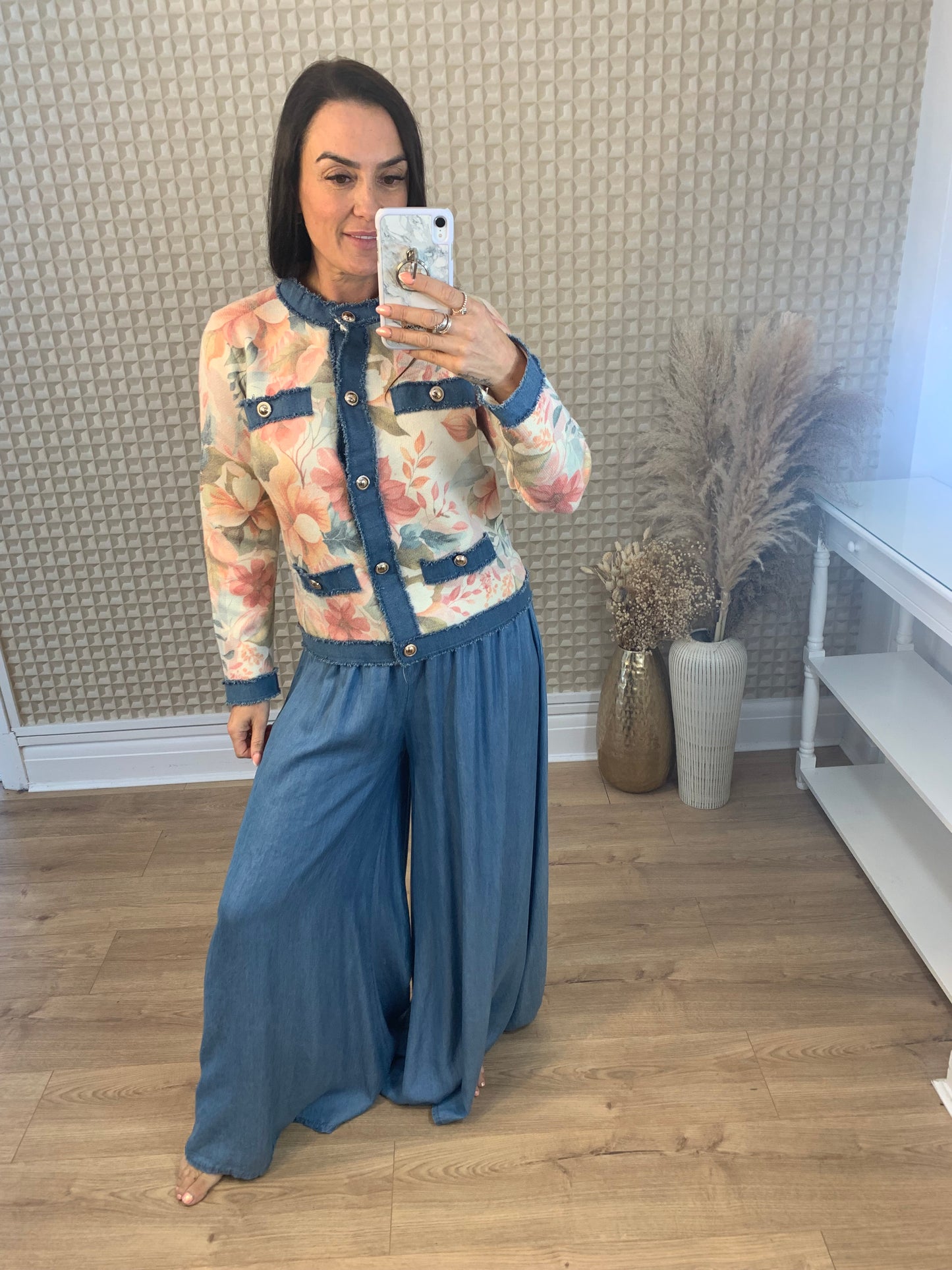Flora Denim Cardigan