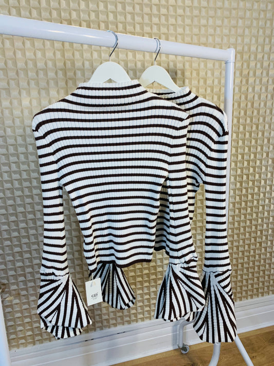 Coffee Flute Sleeve Stripe Jumper