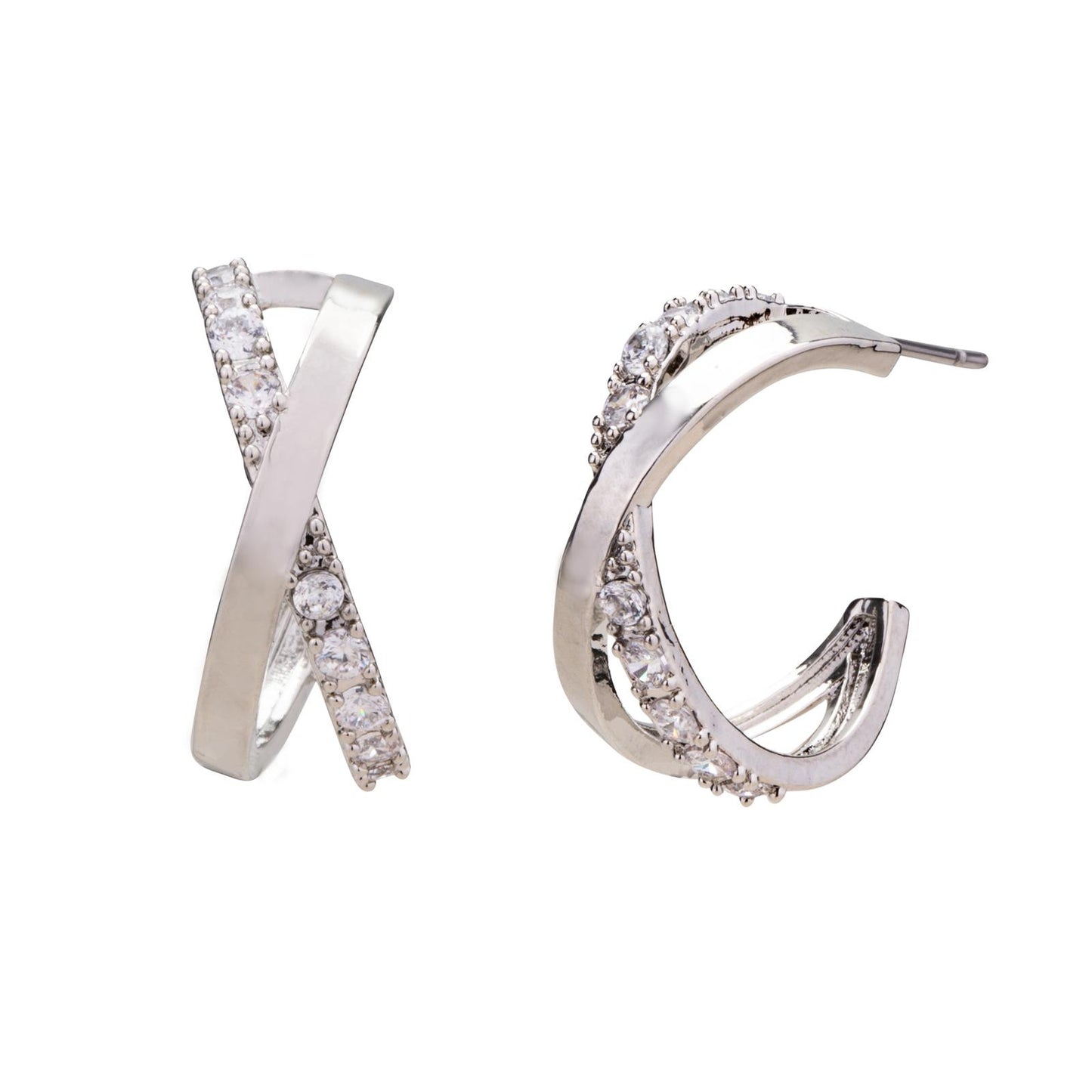 Silver cross over hoop
