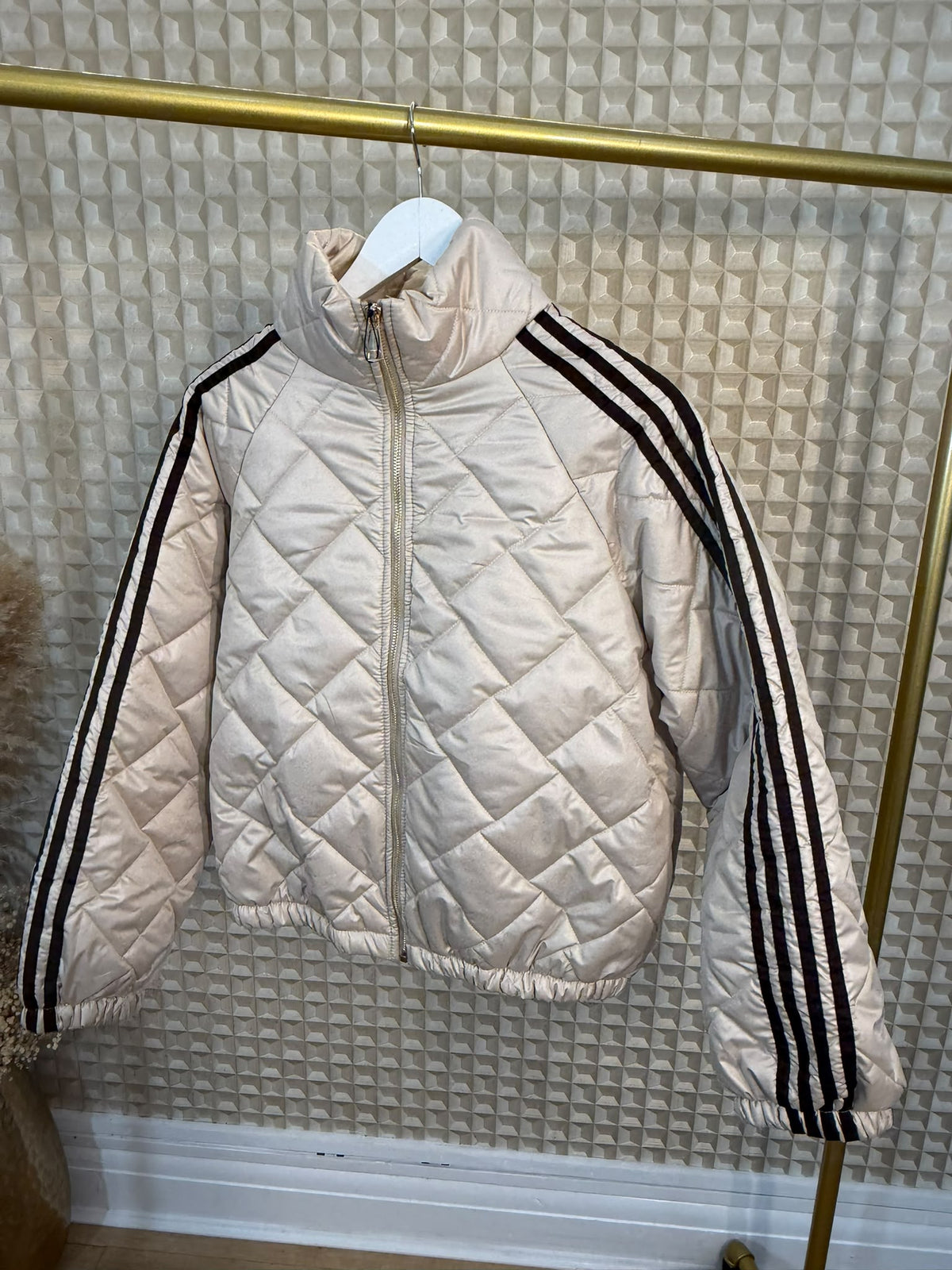 Four Stripe Quilted Bomber Jacket