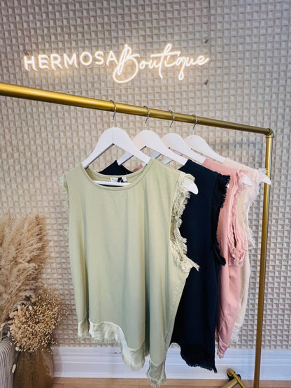 Fringe Sleeve Tee