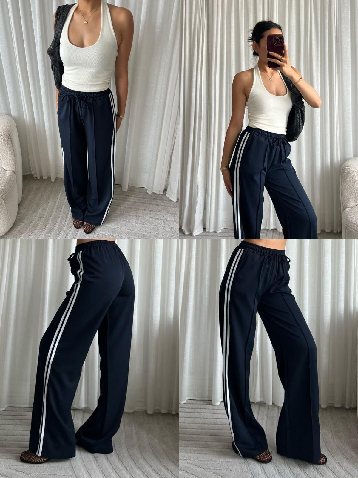 Striped Old Skool Pants Navy