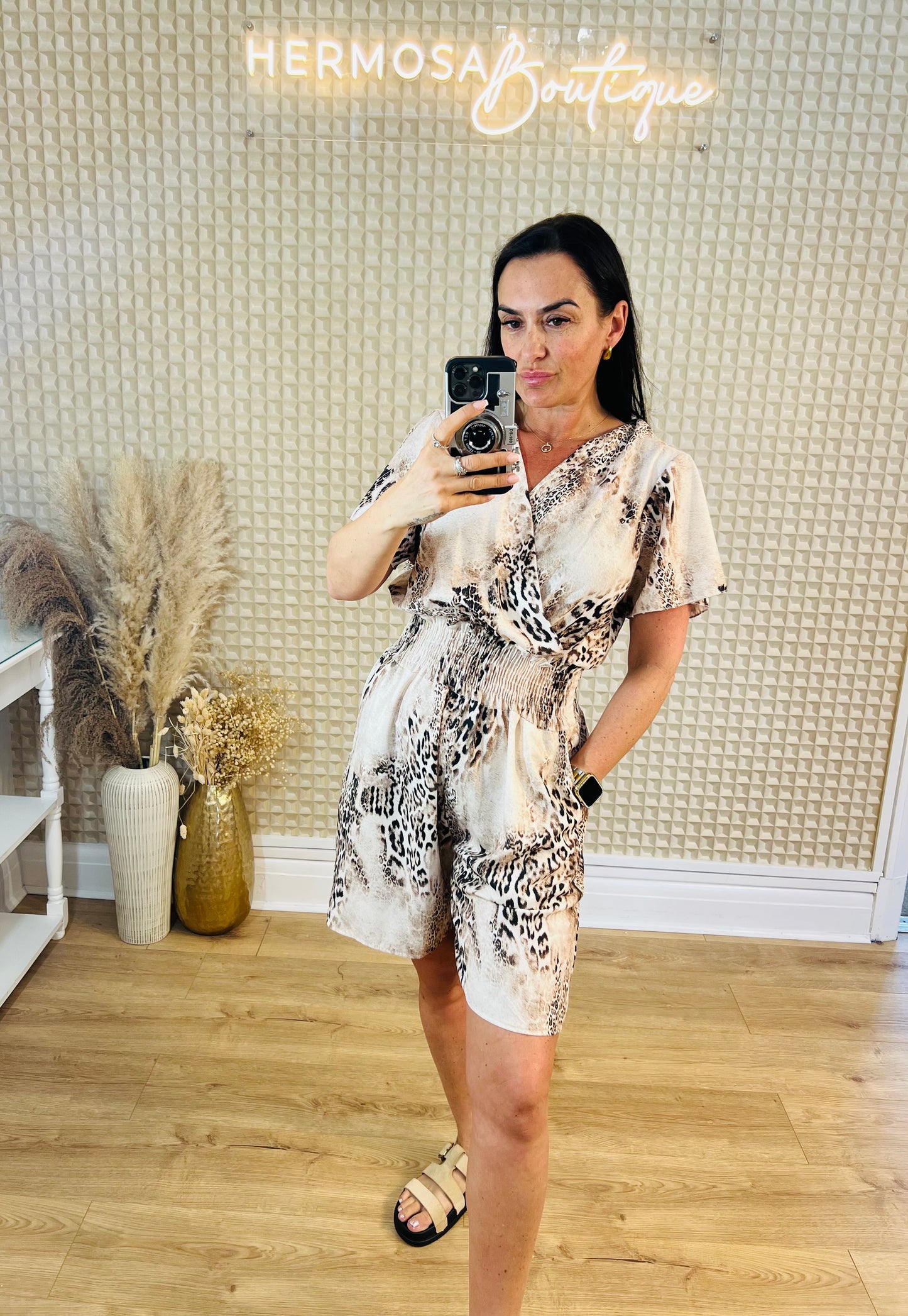 Beige Leopard Playsuit
