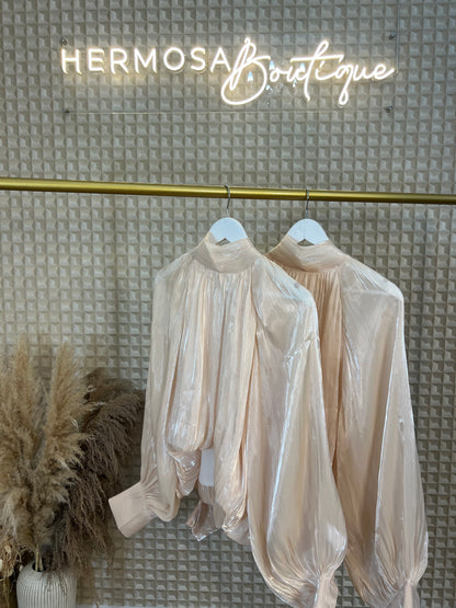 Bow Back Blouse Champagne