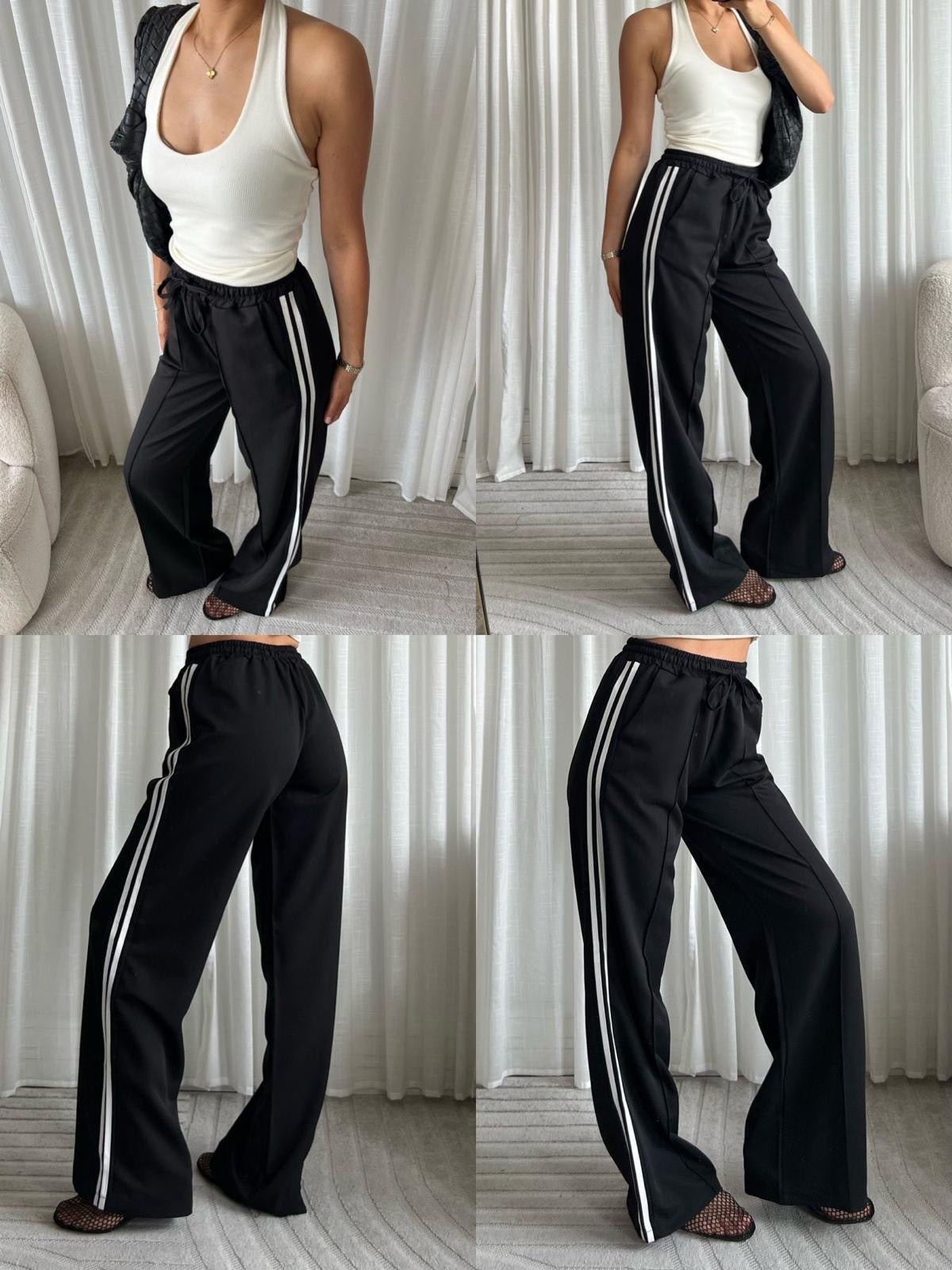 Striped Old Skool Pants Black