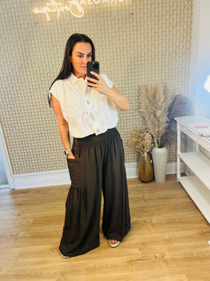 Wide Leg Pocket Turn Up