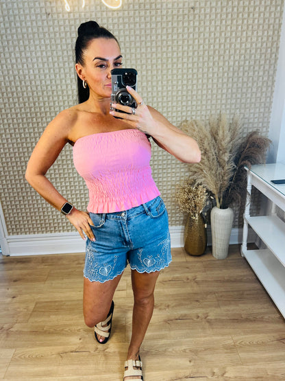 Palm Tree Denim Shorts