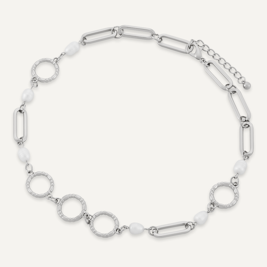Audrey Faux Pearls Silver Short Necklace