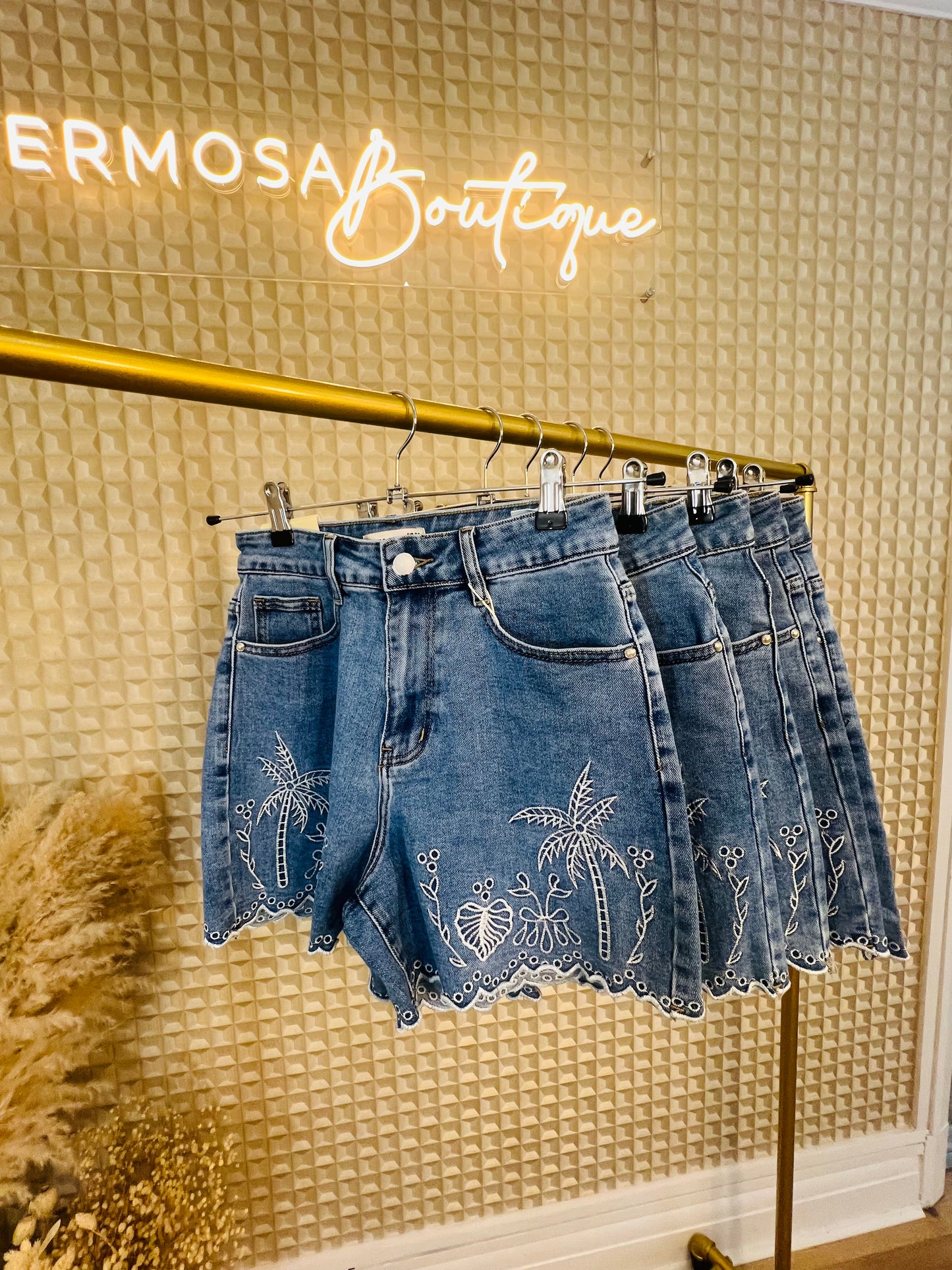 Palm Tree Denim Shorts