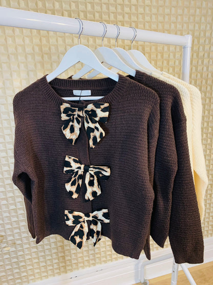 Leopard Bow Cardi