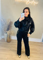 Black Frill Satin Blouse