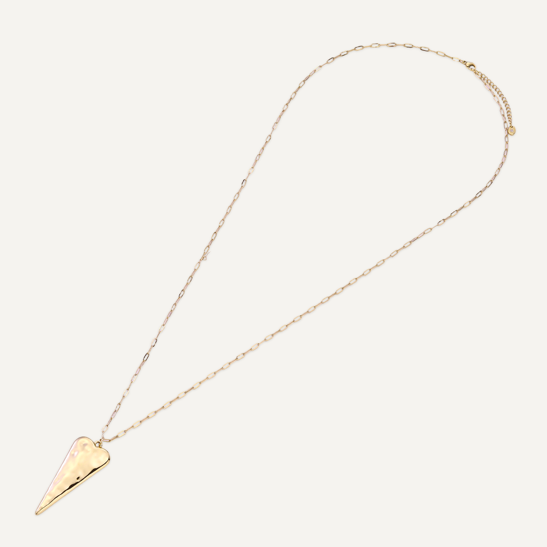 Long gold triangle necklace