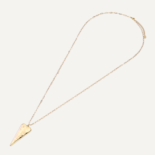 Long gold triangle necklace