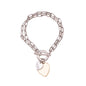 Silver Gold Double Heart T-Bar Bracelet