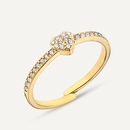 Gold heart ring -diamonds