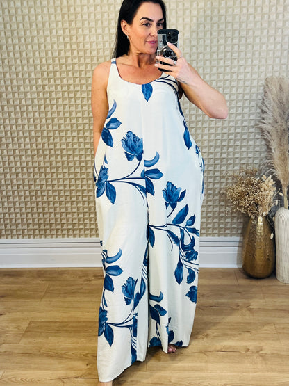 CC Blue Floral Jumpsuit