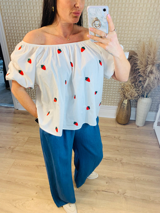 Strawberry Bardot Top