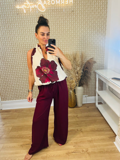 Flower Puff Hem Blouse