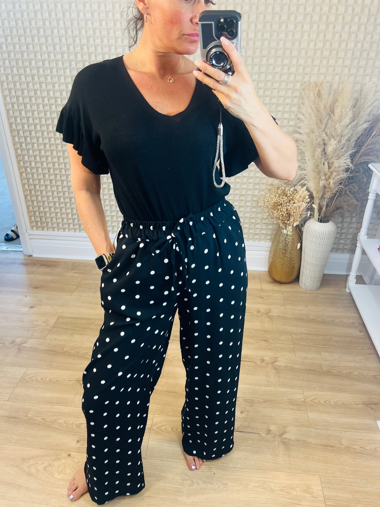 Black Polka Palazzo