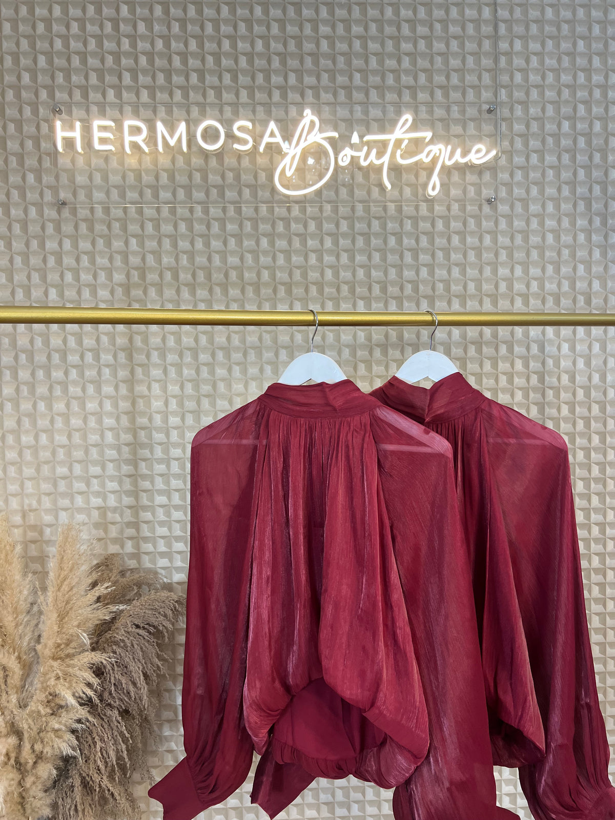 Bow Back Blouse Red
