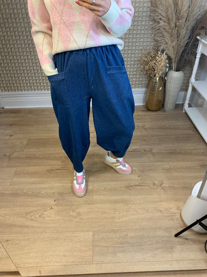 Barrel Leg Denim Trousers