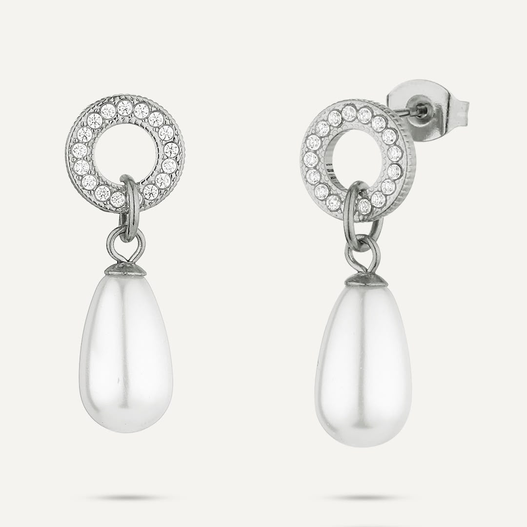 Silver & Pearl Drop Earrings