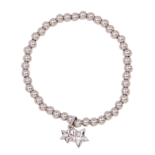 Silver double star bracelet