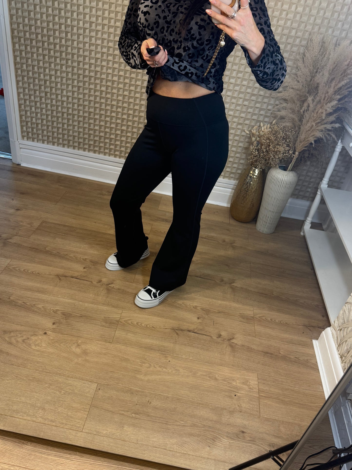 Black Active Wear Flared Leggings