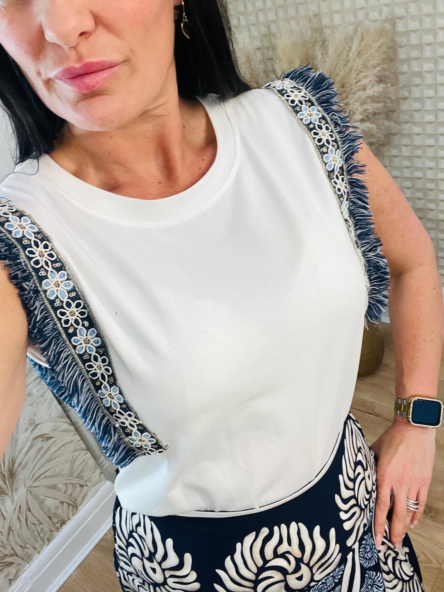 Blue Fringe Tee
