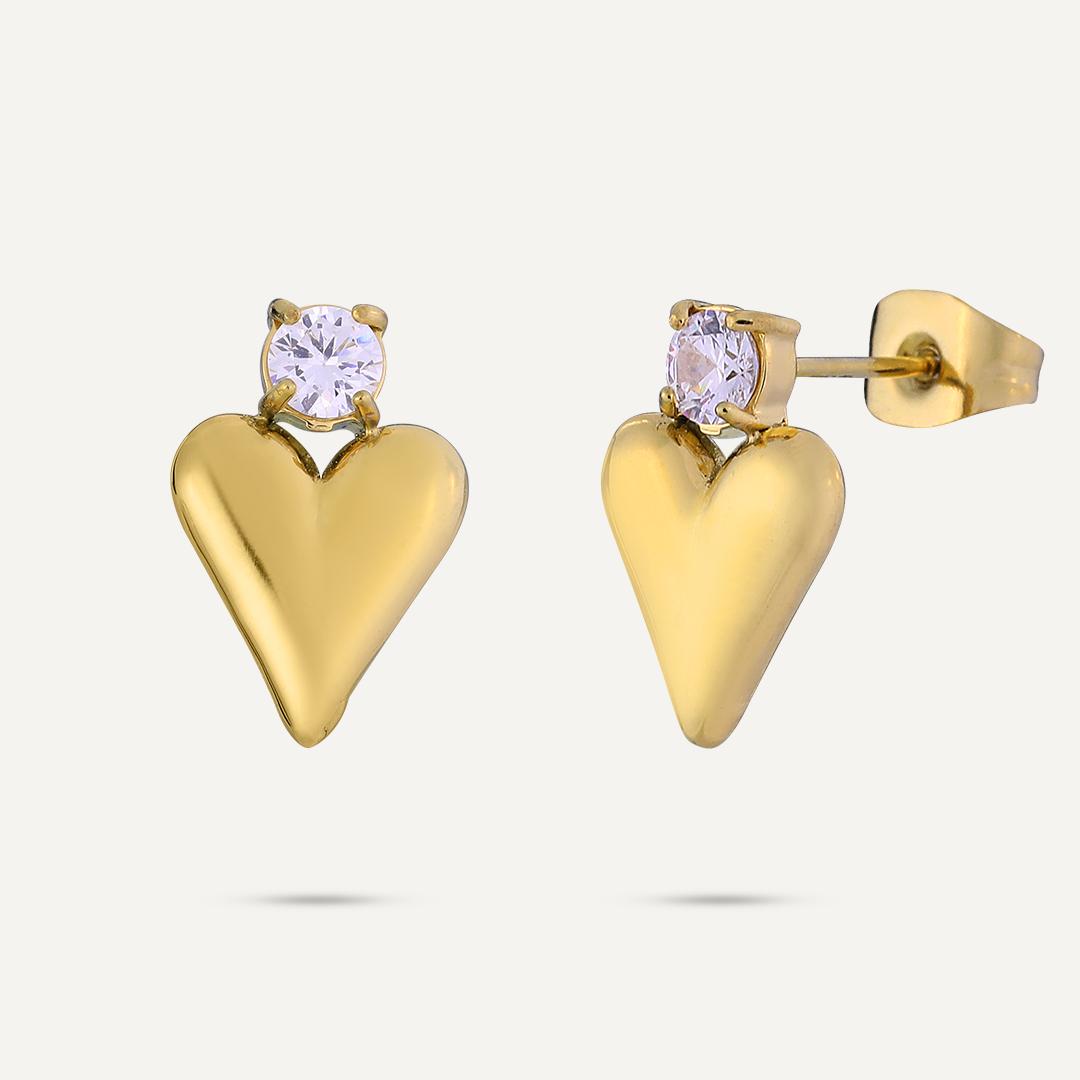 Diamanté Heart Silver Earring