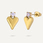 Diamanté Heart Gold Earring