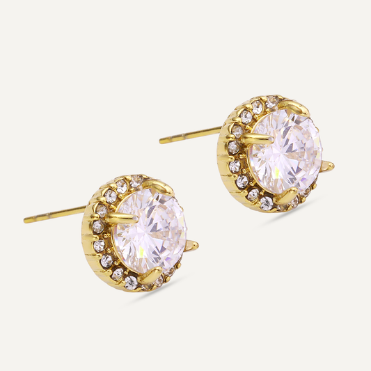 Gold circle diamond earrings