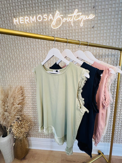 Fringe Sleeve Tee