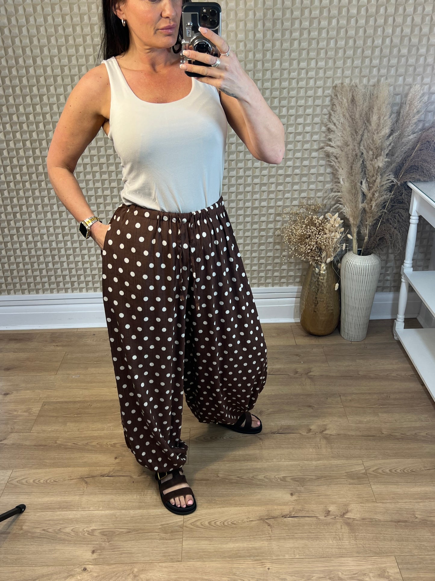 S/M Polka Cuffed Ankle pants