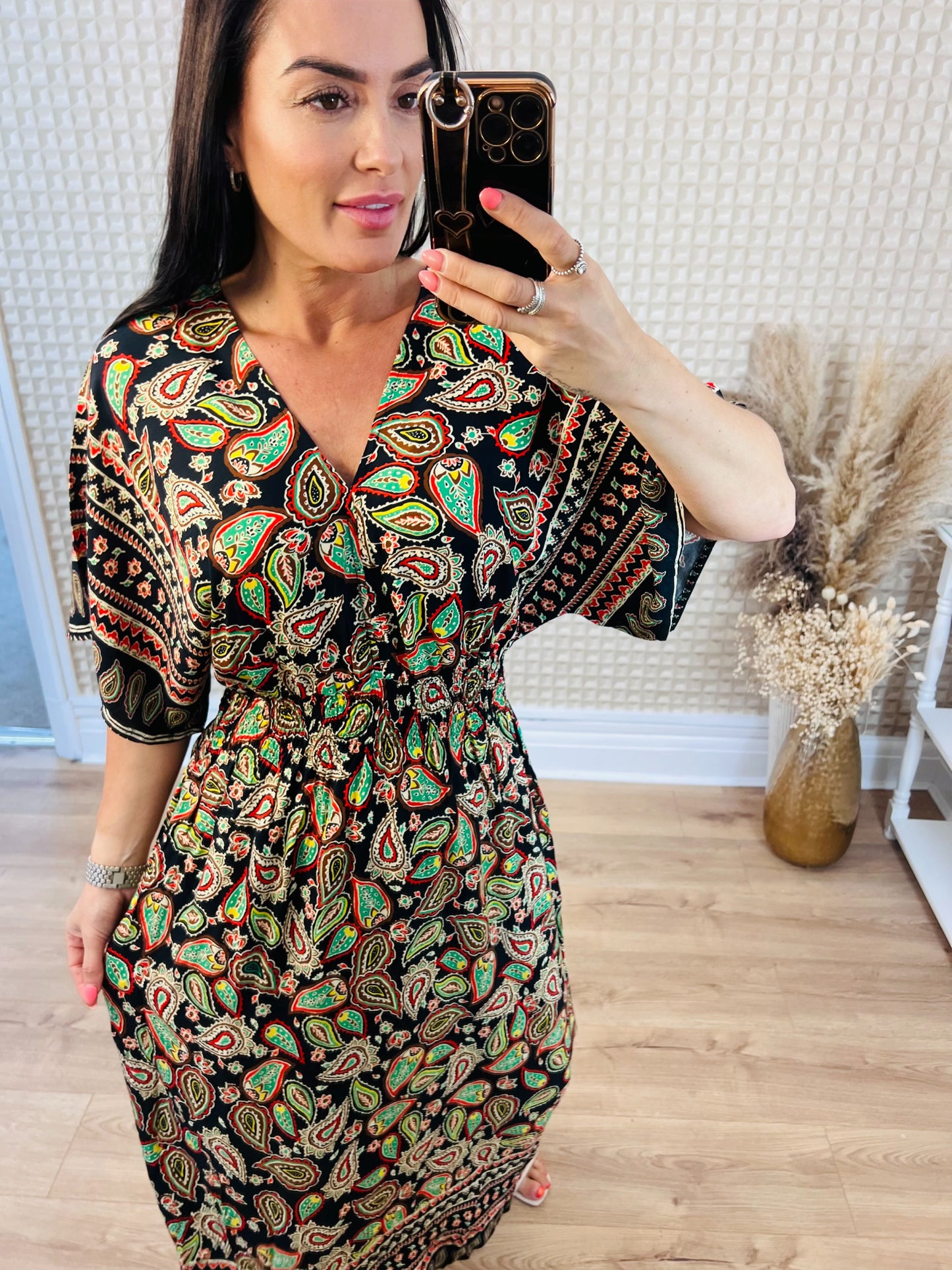 QED Black Paisley Midi Dress