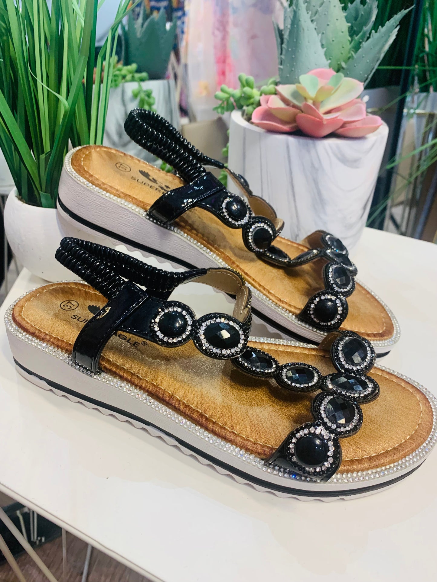 Black Jewelled Sandal