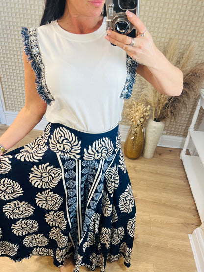 Blue Fringe Tee