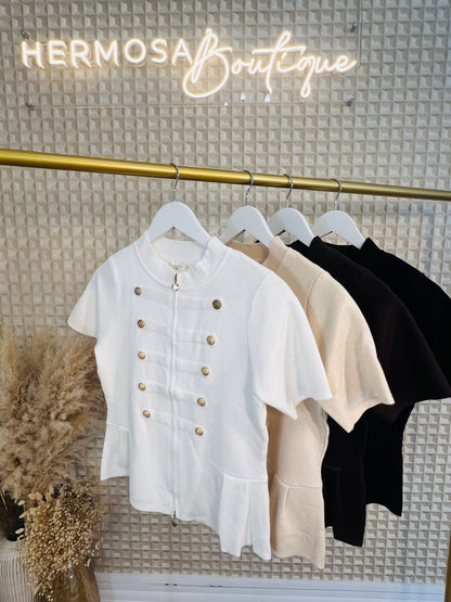 Military Zip Cardy Top
