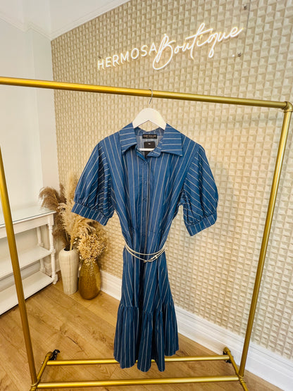 KM STRIPE BELTED DRESS
