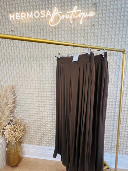 Brown Soft Pleat Palazzo