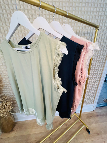 Fringe Sleeve Tee